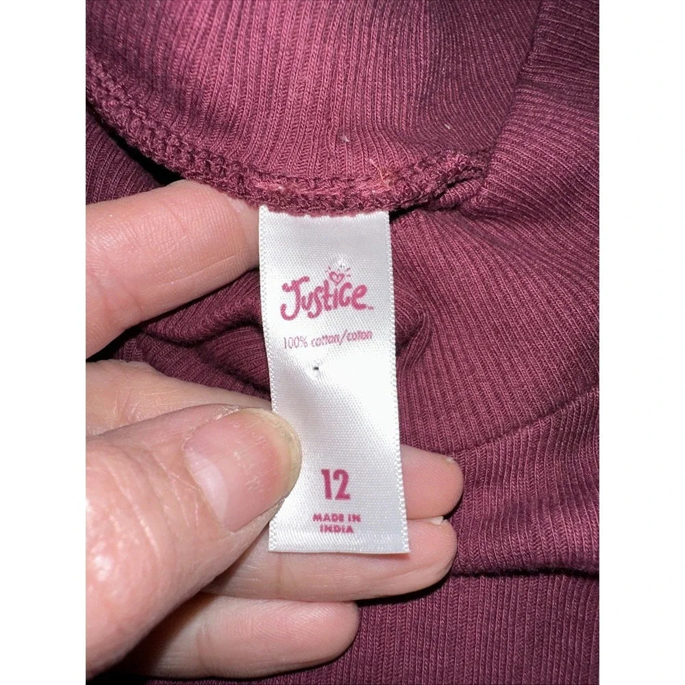 Justice‎ Girls Tie Dye Ombre Ribbed Knit Dress Burgundy Pink Long Sleeve Size 12